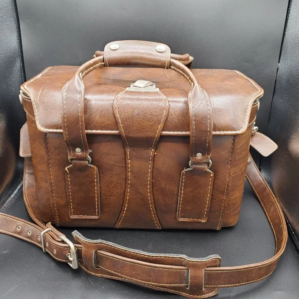 Vintage 1950s Eldorado Diamond Deluxe GADG-IT Brown Camera Case Bag
